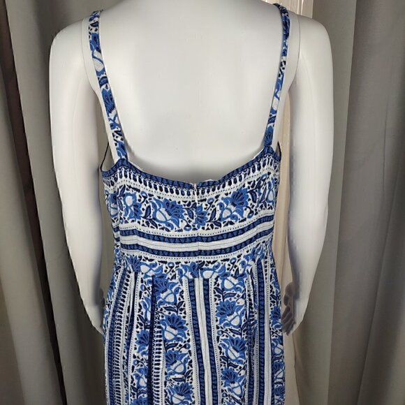 Ann Taylor Loft Petites Spaghetti Strap Zipper Back Pleated Blue Dress Size 12P - Picture 4 of 10